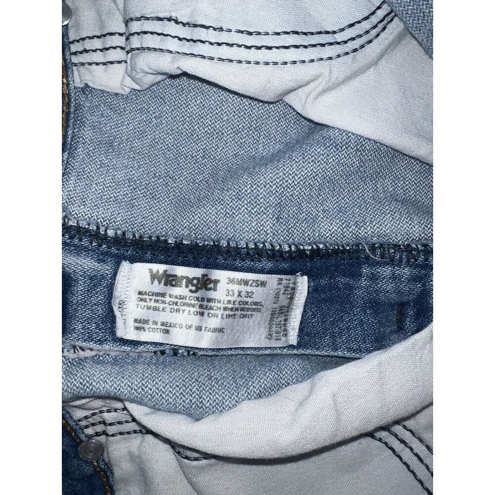Wrangler Jeans Mens 33x32 Blue Slim Fit Cowboy Cut Cotton Medium Wash 36MWZSW X - Picture 11 of 11